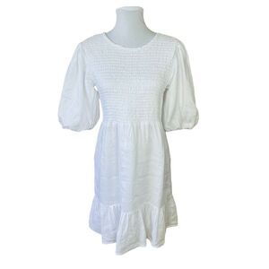 Faithfull the Brand Lorica Linen Mini Dress White Size 6 Medium